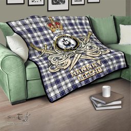 ScotsTee Shop Scottish Hannay Modern Clan Crest Tartan Quilt The Golden Sword of Courageous Legacy Quilt