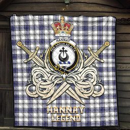 ScotsTee Shop Scottish Hannay Modern Clan Crest Tartan Quilt The Golden Sword of Courageous Legacy Quilt