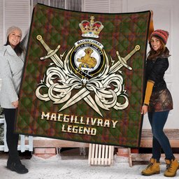 ScotsTee Shop Scottish MacGillivray Hunting Clan Crest Tartan Quilt The Golden Sword of Courageous Legacy Quilt