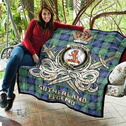 ScotsTee Shop Scottish Sutherland Ancient Clan Crest Tartan Quilt The Golden Sword of Courageous Legacy Quilt