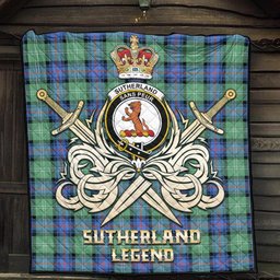 ScotsTee Shop Scottish Sutherland Ancient Clan Crest Tartan Quilt The Golden Sword of Courageous Legacy Quilt