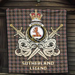 ScotsTee Shop Scottish Sutherland Weathered Clan Crest Tartan Quilt The Golden Sword of Courageous Legacy Quilt