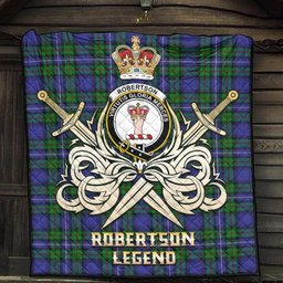 ScotsTee Shop Scottish Robertson Hunting Modern Clan Crest Tartan Quilt The Golden Sword of Courageous Legacy Quilt