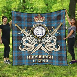 ScotsTee Shop Scottish Horsburgh Clan Crest Tartan Quilt The Golden Sword of Courageous Legacy Quilt