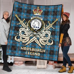 ScotsTee Shop Scottish Horsburgh Clan Crest Tartan Quilt The Golden Sword of Courageous Legacy Quilt
