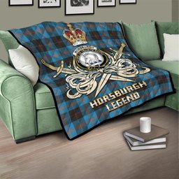 ScotsTee Shop Scottish Horsburgh Clan Crest Tartan Quilt The Golden Sword of Courageous Legacy Quilt