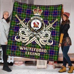 ScotsTee Shop Scottish Whitefoord Modern Clan Crest Tartan Quilt The Golden Sword of Courageous Legacy Quilt