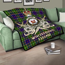 ScotsTee Shop Scottish Whitefoord Modern Clan Crest Tartan Quilt The Golden Sword of Courageous Legacy Quilt