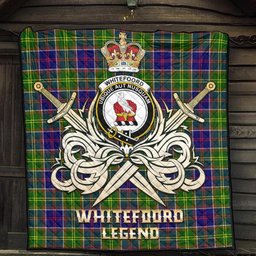 ScotsTee Shop Scottish Whitefoord Modern Clan Crest Tartan Quilt The Golden Sword of Courageous Legacy Quilt
