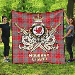 ScotsTee Shop Scottish Moubray Clan Crest Tartan Quilt The Golden Sword of Courageous Legacy Quilt