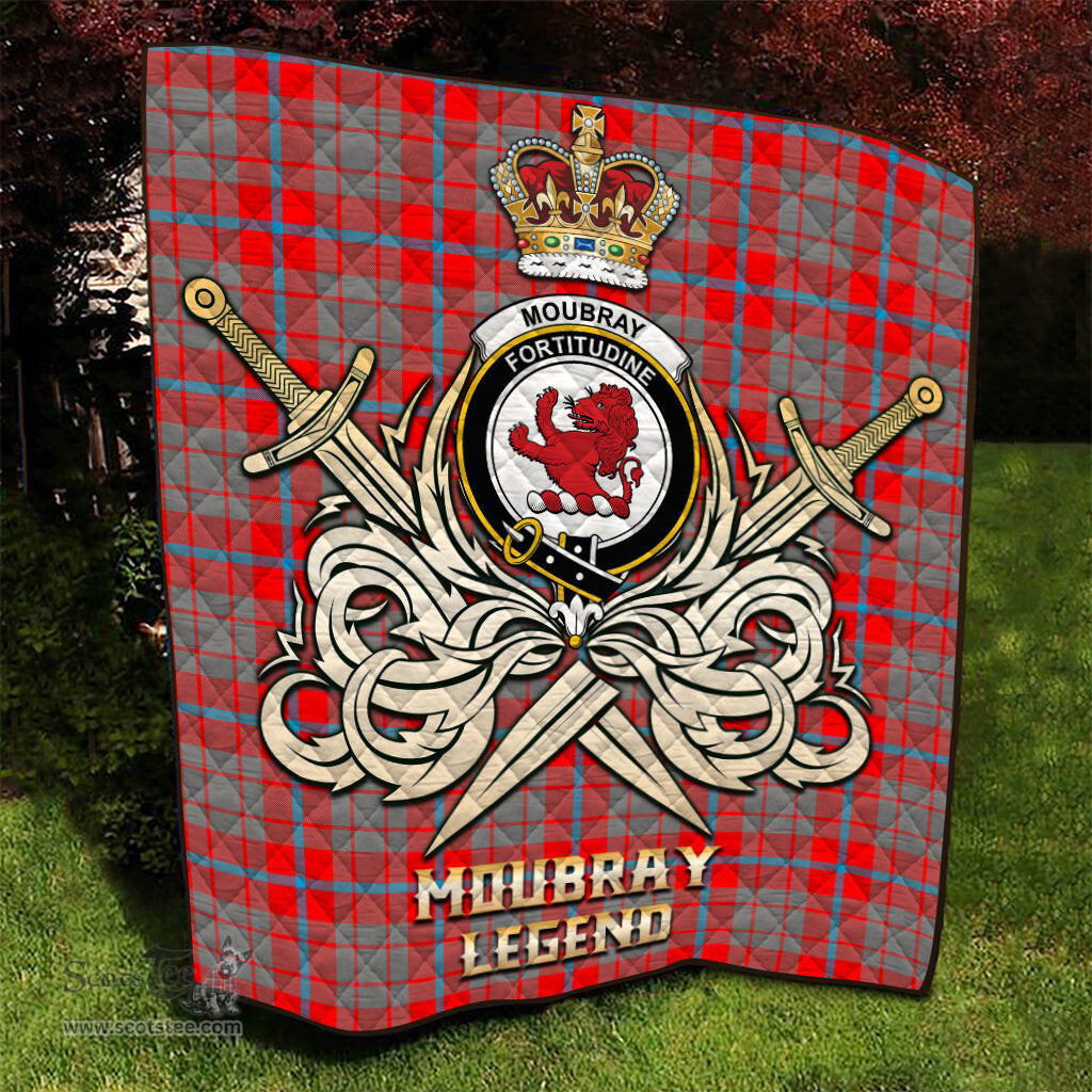 ScotsTee Shop Scottish Moubray Clan Crest Tartan Quilt The Golden Sword of Courageous Legacy Quilt