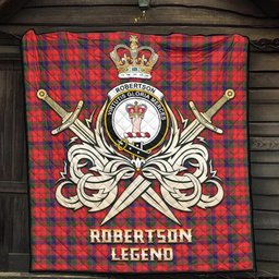 ScotsTee Shop Scottish Robertson Modern Clan Crest Tartan Quilt The Golden Sword of Courageous Legacy Quilt