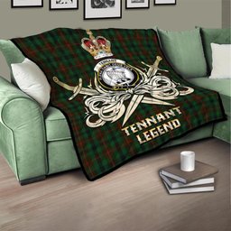ScotsTee Shop Scottish Tennant Clan Crest Tartan Quilt The Golden Sword of Courageous Legacy Quilt