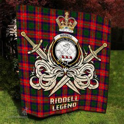 ScotsTee Shop Scottish Riddell Clan Crest Tartan Quilt The Golden Sword of Courageous Legacy Quilt