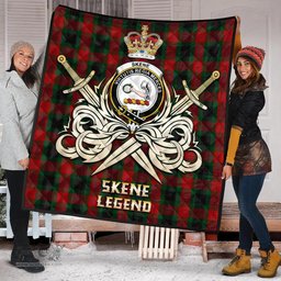 ScotsTee Shop Scottish Skene of Cromar Black Clan Crest Tartan Quilt The Golden Sword of Courageous Legacy Quilt