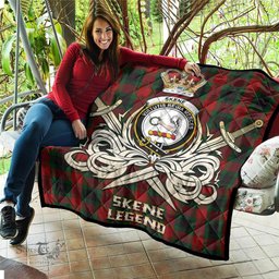 ScotsTee Shop Scottish Skene of Cromar Black Clan Crest Tartan Quilt The Golden Sword of Courageous Legacy Quilt