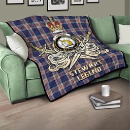 ScotsTee Shop Scottish Stewart of Appin Hunting Dress Clan Crest Tartan Quilt The Golden Sword of Courageous Legacy Quilt