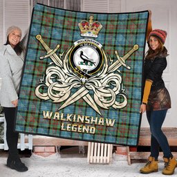 ScotsTee Shop Scottish Walkinshaw Clan Crest Tartan Quilt The Golden Sword of Courageous Legacy Quilt