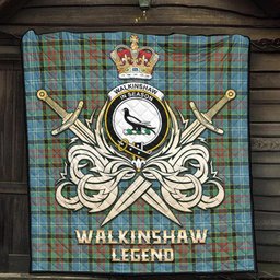 ScotsTee Shop Scottish Walkinshaw Clan Crest Tartan Quilt The Golden Sword of Courageous Legacy Quilt