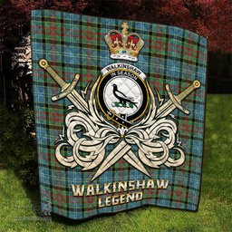 ScotsTee Shop Scottish Walkinshaw Clan Crest Tartan Quilt The Golden Sword of Courageous Legacy Quilt