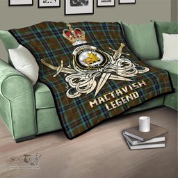 ScotsTee Shop Scottish MacTavish Hunting Clan Crest Tartan Quilt The Golden Sword of Courageous Legacy Quilt