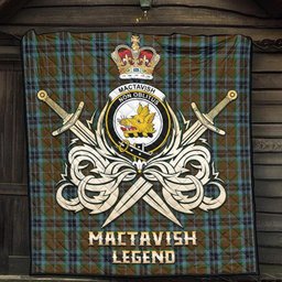 ScotsTee Shop Scottish MacTavish Hunting Clan Crest Tartan Quilt The Golden Sword of Courageous Legacy Quilt