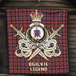 ScotsTee Shop Scottish Ogilvie (Ogilvy) Clan Crest Tartan Quilt The Golden Sword of Courageous Legacy Quilt
