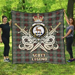 ScotsTee Shop Scottish Scott Brown Ancient Clan Crest Tartan Quilt The Golden Sword of Courageous Legacy Quilt
