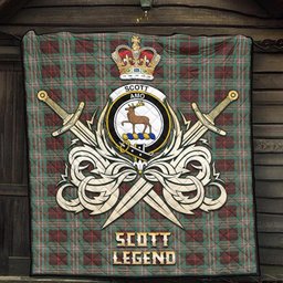 ScotsTee Shop Scottish Scott Brown Ancient Clan Crest Tartan Quilt The Golden Sword of Courageous Legacy Quilt