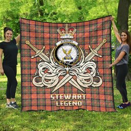 ScotsTee Shop Scottish Stewart Royal Ancient Clan Crest Tartan Quilt The Golden Sword of Courageous Legacy Quilt