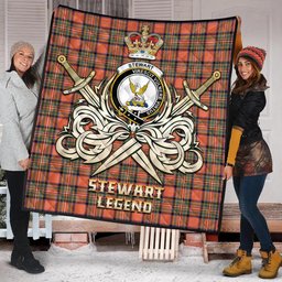 ScotsTee Shop Scottish Stewart Royal Ancient Clan Crest Tartan Quilt The Golden Sword of Courageous Legacy Quilt