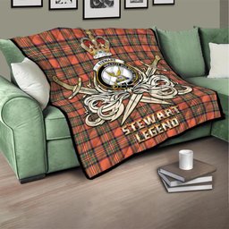 ScotsTee Shop Scottish Stewart Royal Ancient Clan Crest Tartan Quilt The Golden Sword of Courageous Legacy Quilt