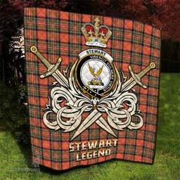 ScotsTee Shop Scottish Stewart Royal Ancient Clan Crest Tartan Quilt The Golden Sword of Courageous Legacy Quilt