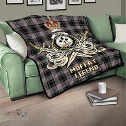 ScotsTee Shop Scottish Moffat Modern Clan Crest Tartan Quilt The Golden Sword of Courageous Legacy Quilt