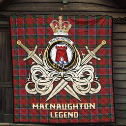 ScotsTee Shop Scottish MacNaughton Clan Crest Tartan Quilt The Golden Sword of Courageous Legacy Quilt