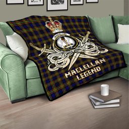ScotsTee Shop Scottish MacLellan Modern Clan Crest Tartan Quilt The Golden Sword of Courageous Legacy Quilt