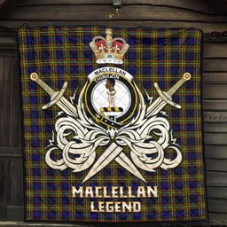 ScotsTee Shop Scottish MacLellan Modern Clan Crest Tartan Quilt The Golden Sword of Courageous Legacy Quilt
