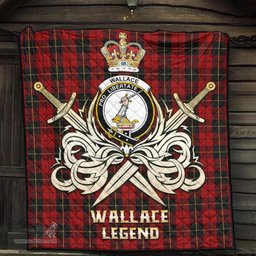 ScotsTee Shop Scottish Wallace Clan Crest Tartan Quilt The Golden Sword of Courageous Legacy Quilt