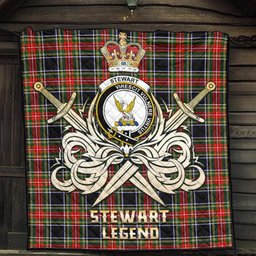 ScotsTee Shop Scottish Stewart Black Clan Crest Tartan Quilt The Golden Sword of Courageous Legacy Quilt