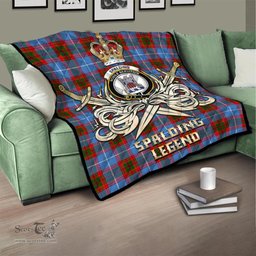 ScotsTee Shop Scottish Spalding Clan Crest Tartan Quilt The Golden Sword of Courageous Legacy Quilt