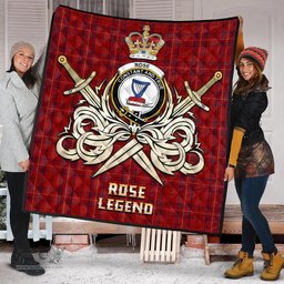 ScotsTee Shop Scottish Rose of Kilravock Clan Crest Tartan Quilt The Golden Sword of Courageous Legacy Quilt