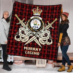 ScotsTee Shop Scottish Murray of Ochtertyre Clan Crest Tartan Quilt The Golden Sword of Courageous Legacy Quilt