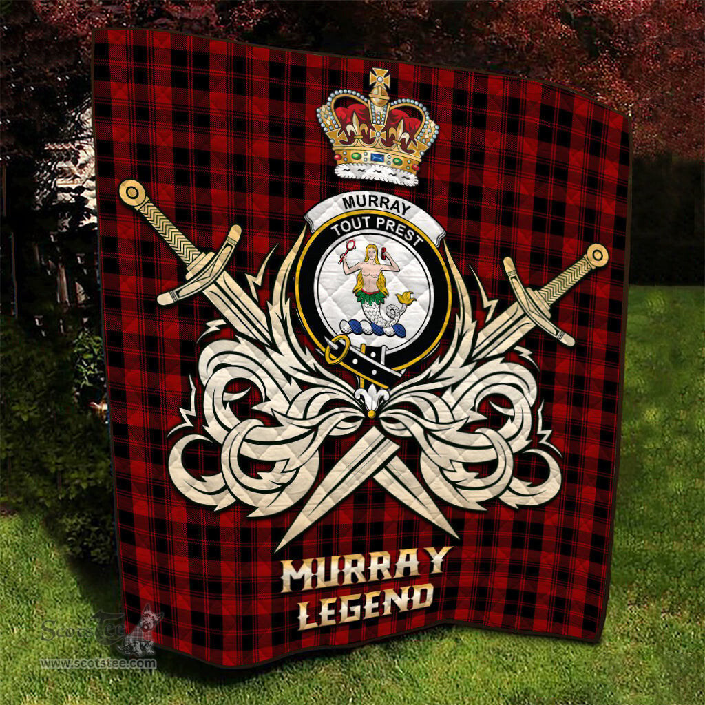 ScotsTee Shop Scottish Murray of Ochtertyre Clan Crest Tartan Quilt The Golden Sword of Courageous Legacy Quilt