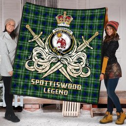 ScotsTee Shop Scottish Spottiswood Clan Crest Tartan Quilt The Golden Sword of Courageous Legacy Quilt