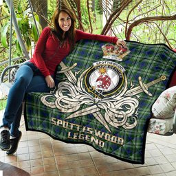 ScotsTee Shop Scottish Spottiswood Clan Crest Tartan Quilt The Golden Sword of Courageous Legacy Quilt