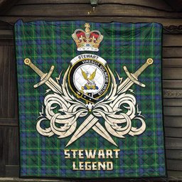 ScotsTee Shop Scottish Stewart Hunting Modern Clan Crest Tartan Quilt The Golden Sword of Courageous Legacy Quilt