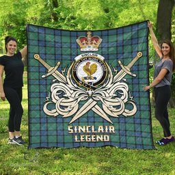 ScotsTee Shop Scottish Sinclair Hunting Ancient Clan Crest Tartan Quilt The Golden Sword of Courageous Legacy Quilt