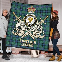 ScotsTee Shop Scottish Sinclair Hunting Ancient Clan Crest Tartan Quilt The Golden Sword of Courageous Legacy Quilt