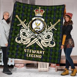 ScotsTee Shop Scottish Stewart Hunting Clan Crest Tartan Quilt The Golden Sword of Courageous Legacy Quilt