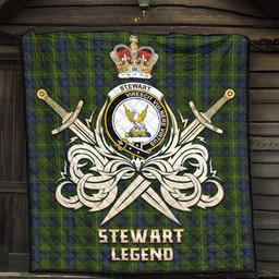 ScotsTee Shop Scottish Stewart Hunting Clan Crest Tartan Quilt The Golden Sword of Courageous Legacy Quilt